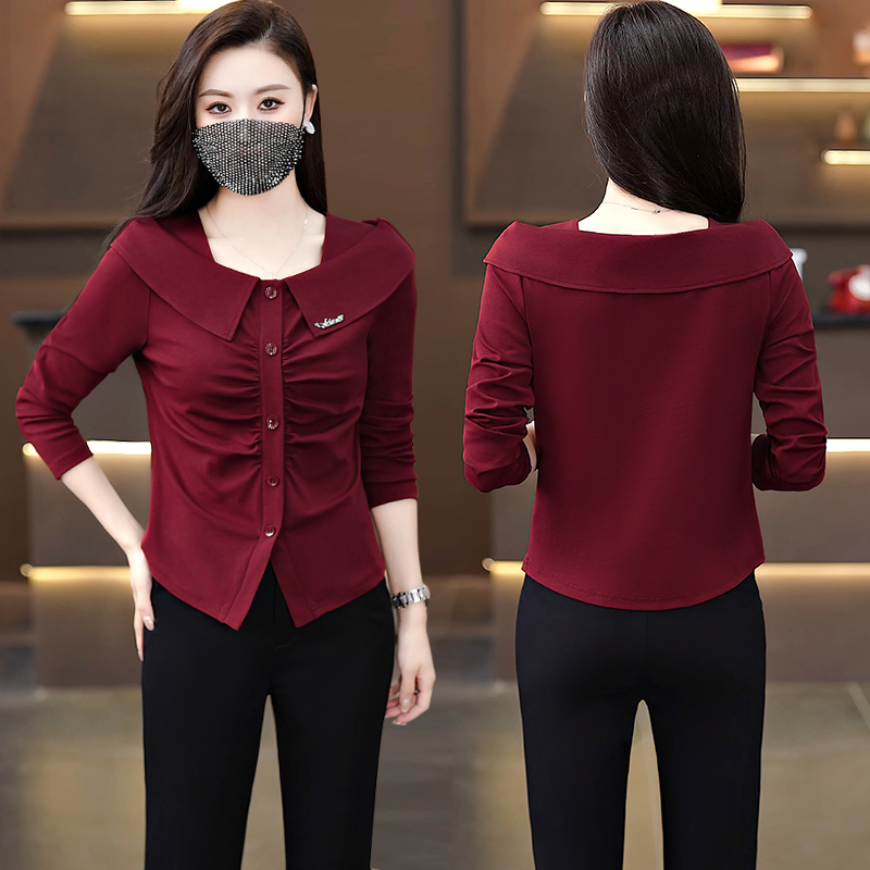 海军领设计感女士长袖漂亮洋气