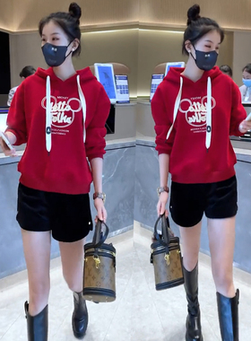 秋装女2025年新款连帽卫衣女款小个子宽松洋气米奇刺绣外套上衣潮