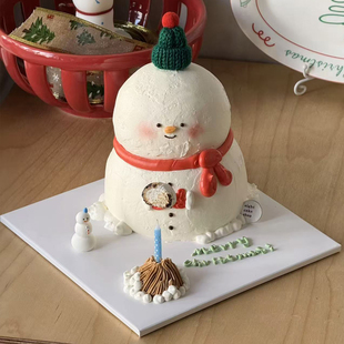 可爱圣诞节主题立体围巾雪人蛋糕装饰毛线帽插件篝火烤棉花糖甜品
