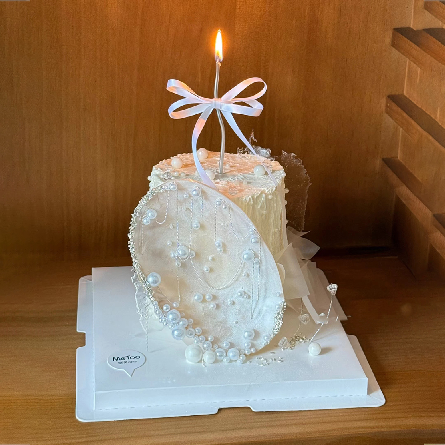 高级感ins白色贝壳蛋糕装饰