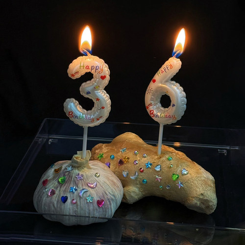 彩色镶钻姜蒜生日蜡烛甜品装饰