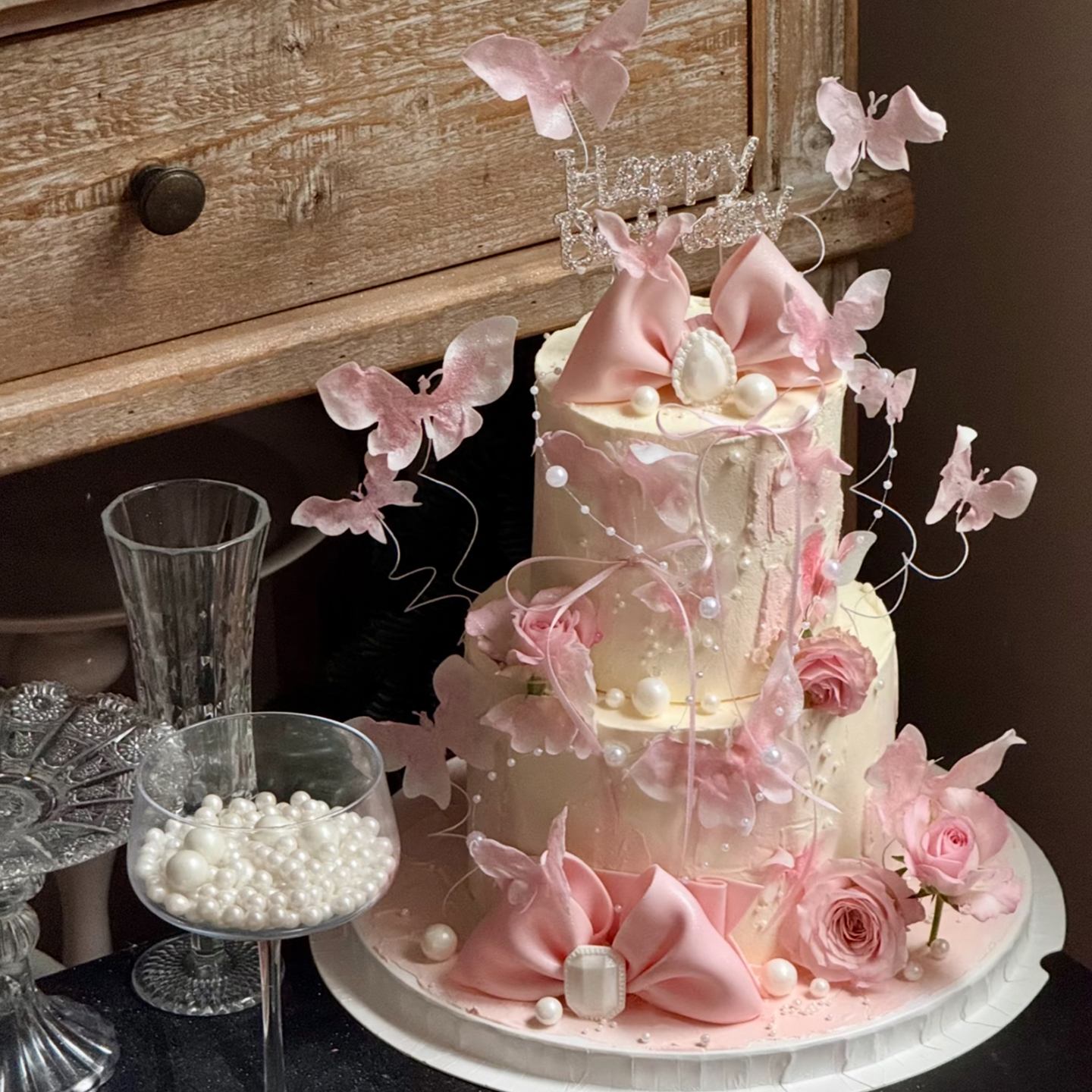 许昌男朋友同款粉色蝴蝶仙女蛋糕