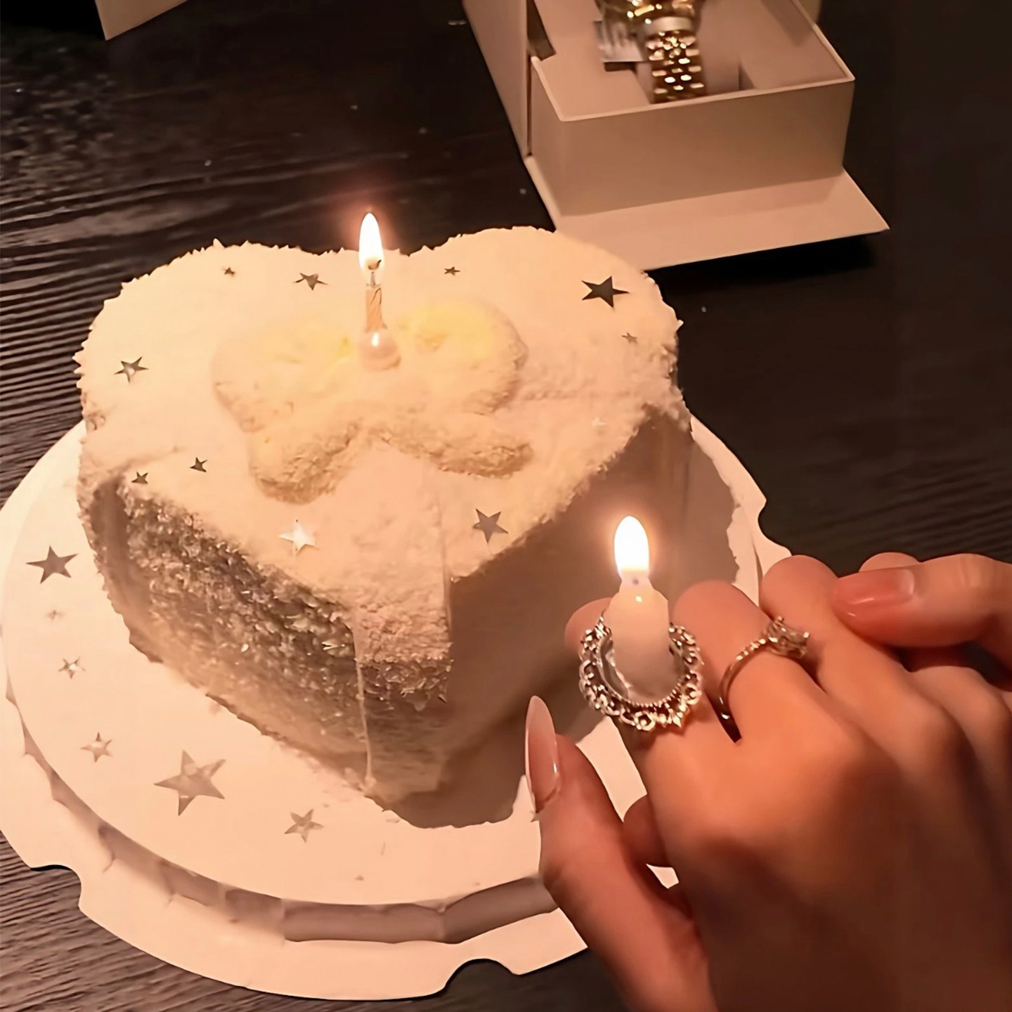 浪漫求婚表白蜡烛戒指生日蛋糕