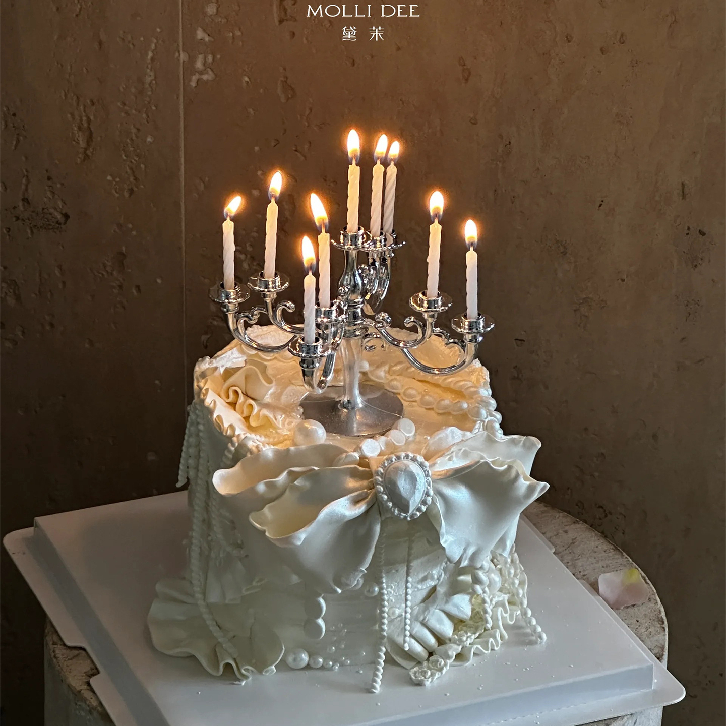 高级感纯白女神生日蛋糕装饰