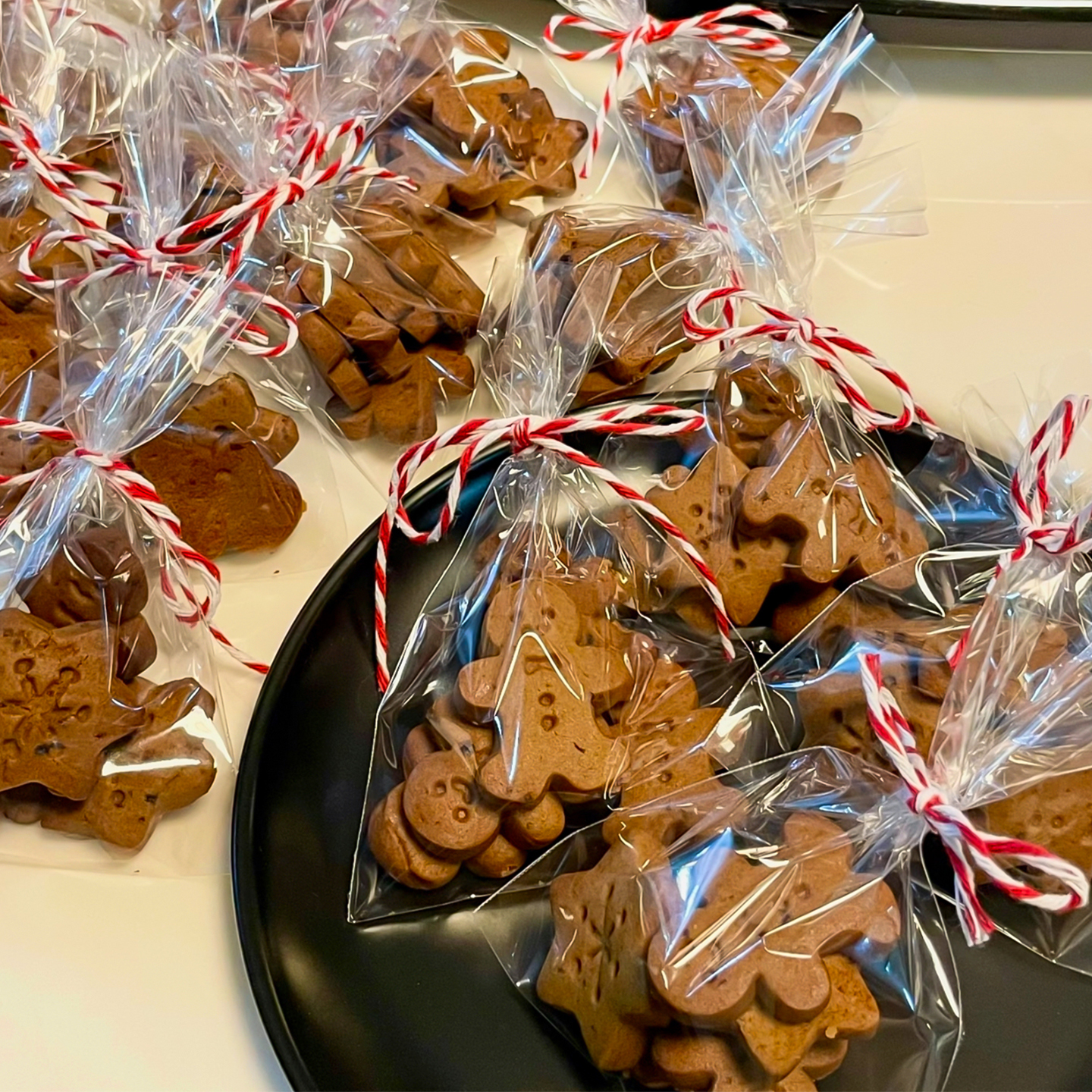 网红款圣诞节姜饼人腊肠狗造型饼干打包袋透明袋曲奇甜点包装绑带