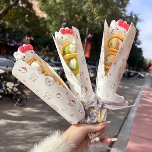 网红款Hello Kitty糖葫芦烘焙包装纸青提草莓水果夹KT猫头棉花糖