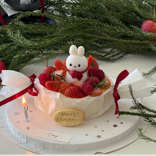 生日草莓甜品DIY包装 超可爱圣诞节糖果巴斯克米菲兔蛋糕装 饰冬季