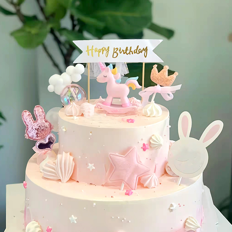 ins摇摇马蛋糕装饰摆件生日情景