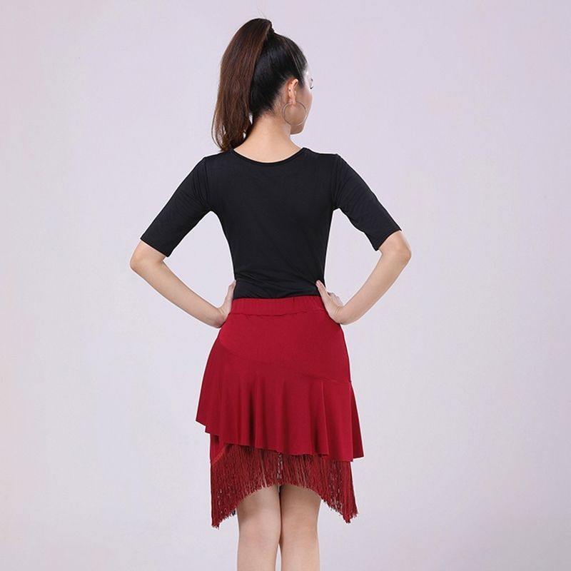 新款拉丁舞半身裙练功成人流苏下装专业比赛舞蹈演出演出服服装
