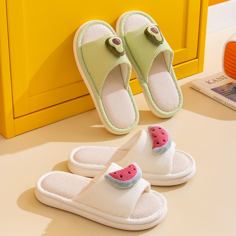 亚麻拖鞋女夏季棉麻布厚底防滑吸汗春秋四季居家用室内情侣拖鞋男