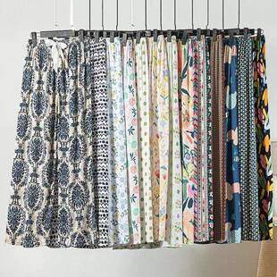 女春夏季 子空调防蚊家居裤 人造棉薄款 外穿九分长裤 阔腿裤 棉绸睡裤