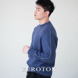 休闲混色圆领冬针织衫 百搭舒适保暖600G羊毛混纺男士 ZEROTOX GZX