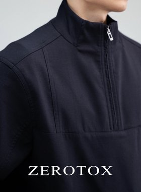 GZX ZEROTOX 羊毛混纺半开拉链夹克立领宽松廓形抽绳休闲外套男