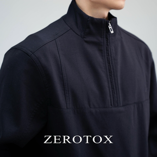 GZX 羊毛混纺半开拉链夹克立领宽松廓形抽绳休闲外套男 ZEROTOX