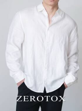 自然舒适 亚麻OASI LINO休闲宽松透气弧形斜纹百搭纯色衬衫通勤