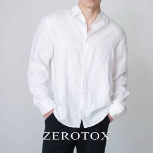 通勤 LINO休闲宽松透气弧形斜纹百搭纯色衬衫 自然舒适 亚麻OASI