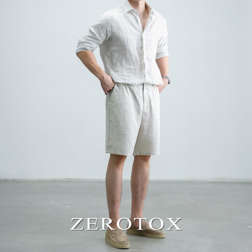 【莱赛尔亚麻】GZX ZEROTOX老钱风凉感短裤男夏季薄款透气五分裤