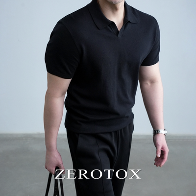 美式海鸥领老钱针织Polo衫短袖