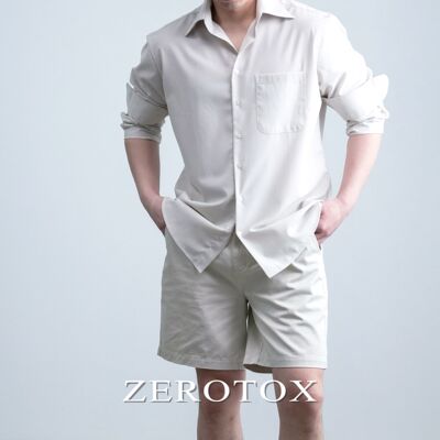 意式休闲 高定衬衫面料免烫通勤大尖领度假抗皱长袖男春夏