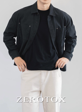 GZX ZEROTOX 衬衫式口袋夹克宽松版型棉质斜纹工装外套春秋男上衣