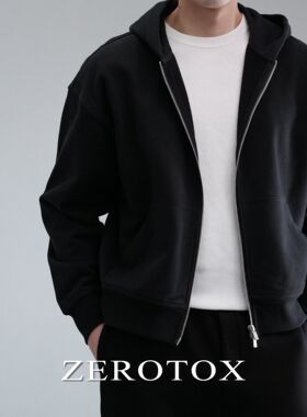 短款连帽棉质卫衣 经典款休闲稍宽松质感插袋开衫外套