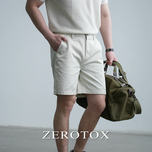 GZX ZEROTOX斜纹精梳棉短裤男士夏季商务休闲透气直筒五分裤