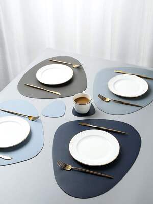 nordic leather table mat western food pad plate cushion