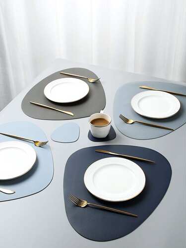 nordic leather table mat western food pad plate cushion