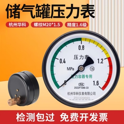 Y100Z杭州富阳华科压力表储气罐