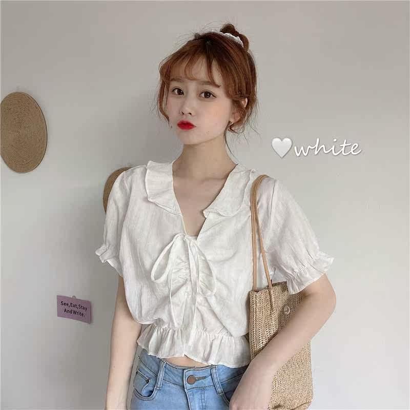 French College wind Short sleeved shirt Korean Edition chic shirt Doll collar Waist have cash less than that is registered in the accounts Self cultivation Navel jacketin the Play mode/Anime/Periphery/cos/Board games ,  Cosplay Apparel/Props/Service ,  Cosplay Women  category - from Buy2taobao.com to provide professional Taobao agent buy service