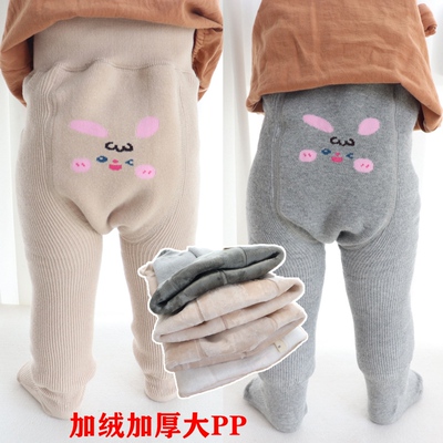 秋冬宝宝连裤袜加绒加厚婴儿打底裤大PP外穿女童保暖连脚袜男屁屁