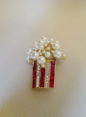 3清仓中古风格镶钻爆米花节日氛围感女士大衣毛衣胸花宽3.6高5CM