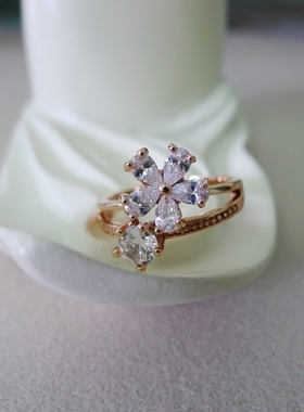 76C-15大号玫瑰金镶锆石戒指