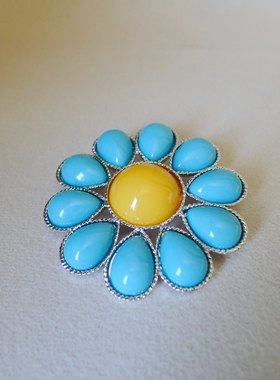 3清仓中古风格蓝色大花朵女士大衣西装胸针胸花直径5CM