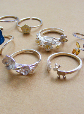 44文艺森系s925银子梅花银杏叶尾