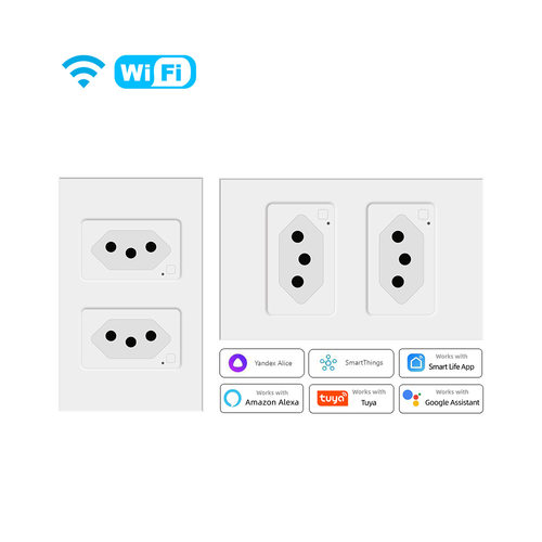 巴西规涂鸦wifi墙壁式插座双插智能开关智能插座计量电量APP控制