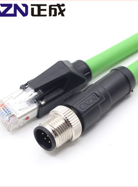 M12 D型转RJ45网线D-oding连接器百兆以太网PROFINEl A5E