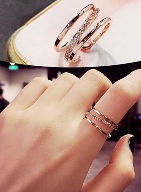 食指戒指女时尚个性高级感冷淡高级小众饰品粗胖手大号可调节指环