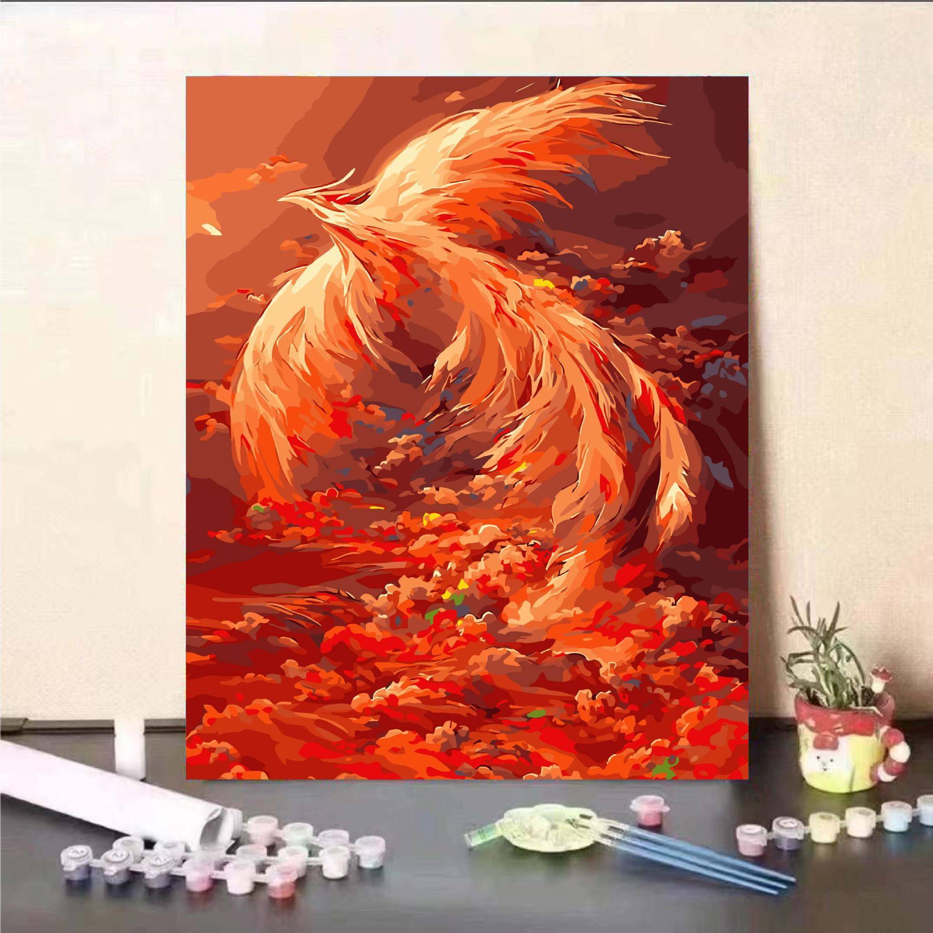 手工diy数字油画治愈小镇丙烯画填色填充油彩画卧室装饰画治愈系图片
