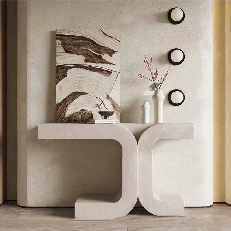 北欧创意玄关台侘寂风靠墙入户玄关桌装饰柜设计师样板房艺术案台