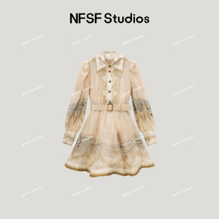 航海系列重工镶珠丝麻衬衫 航海诗 连衣裙C6218 Studios NFSF