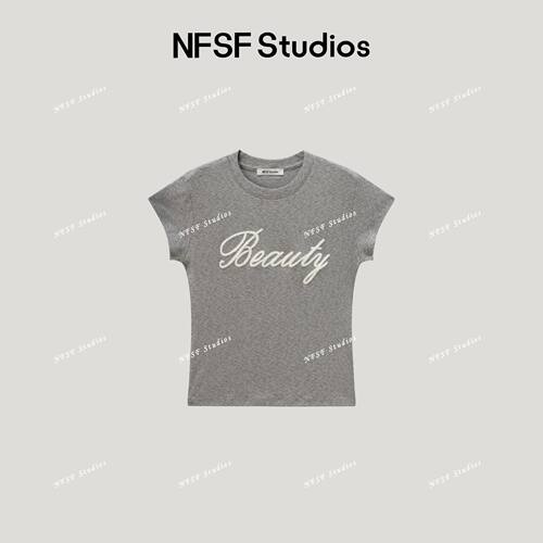 NFSF Studios【首尔少女】新款字母圆领时尚正肩短袖T恤女T5039