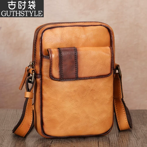 Ретро мужская барсетка, кожаная небольшая сумка, сумка через плечо, сумка на одно плечо, воловья кожа, из натуральной кожи