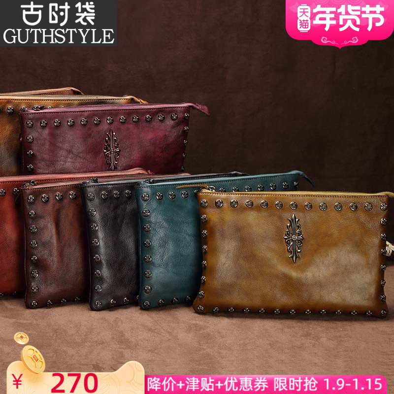 男士手工皮包头层牛皮手抓包男手包男手拿包男真皮大容量斜挎包男