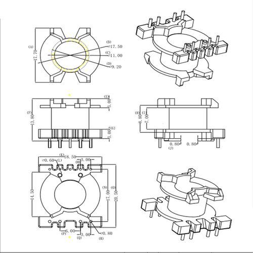 PQ2014骨架立式5+4针2054