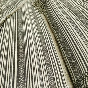 条纹民族布 X30白 丽江布 桌布 涤棉布料 餐厅酒吧桌布 素净桌布