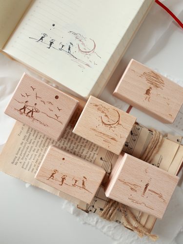两只浣熊树脂实木印章新品