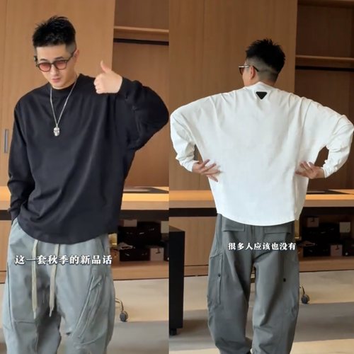 秋季新款重磅蝙蝠袖圆领卫衣T恤