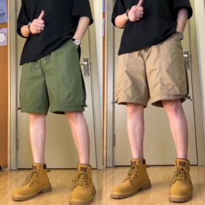 夏季新款工装短裤男美式直筒复古简约宽松透气纯色休闲百搭五分裤