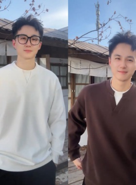 BIG林 25ss冬季加绒假两件V领云朵绒肤感时尚休闲情侣卫衣X66918